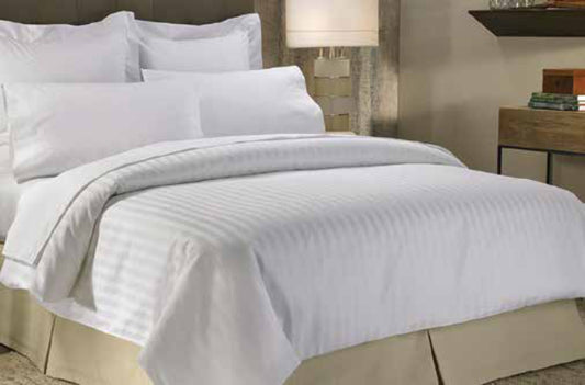 Flat Sheet | 3-cm st ripes white | 50% Cotton 50% Polyester | 250 Thread Count